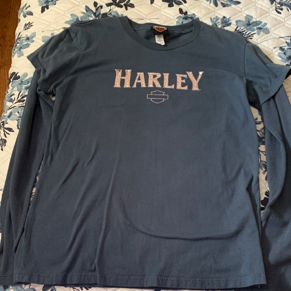 Harley-Davidson Teal Long Sleeve Shirt